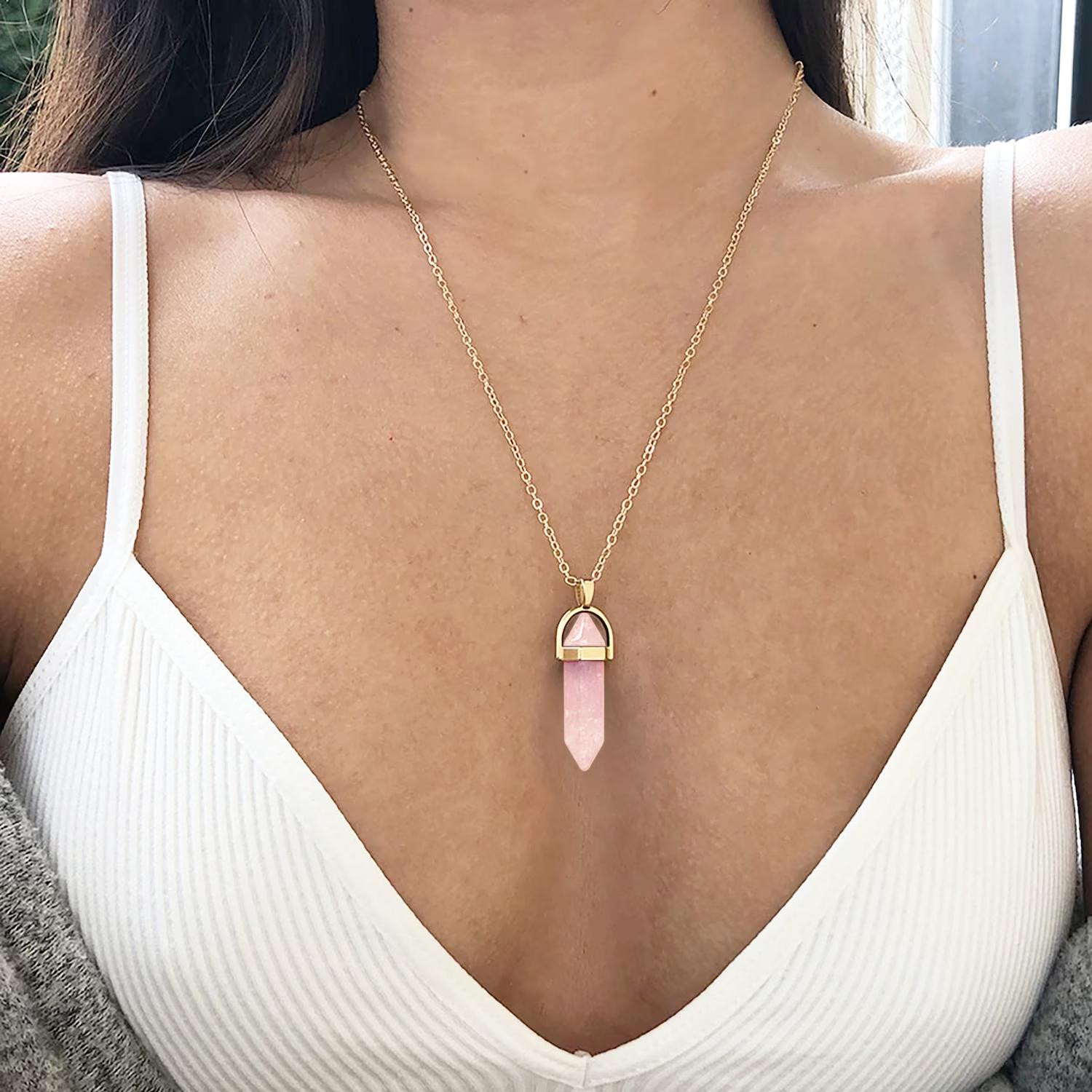 Collier avec Cristal - Rose