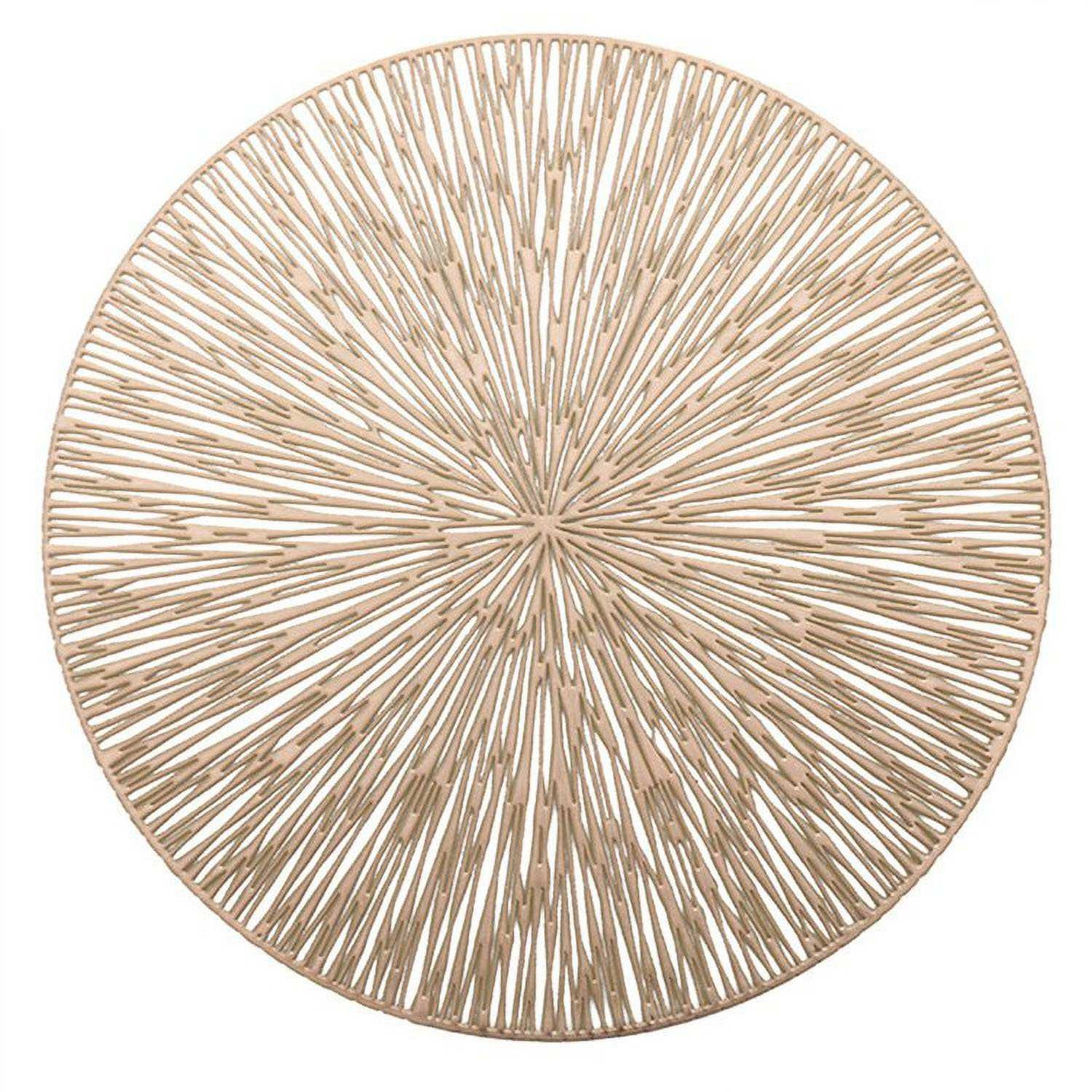 Round Placemat with Decorative Hole Pattern - Gold
