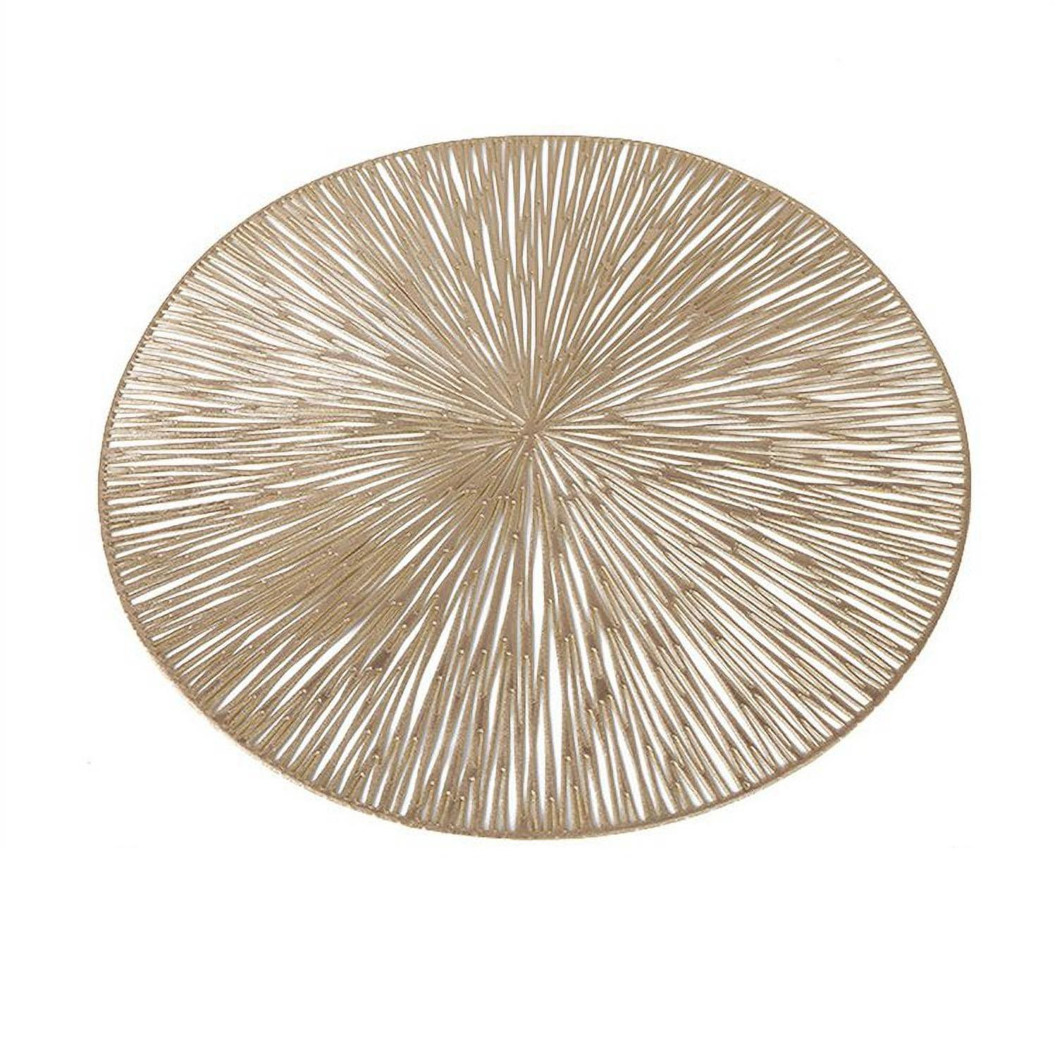Round Placemat with Decorative Hole Pattern - Gold