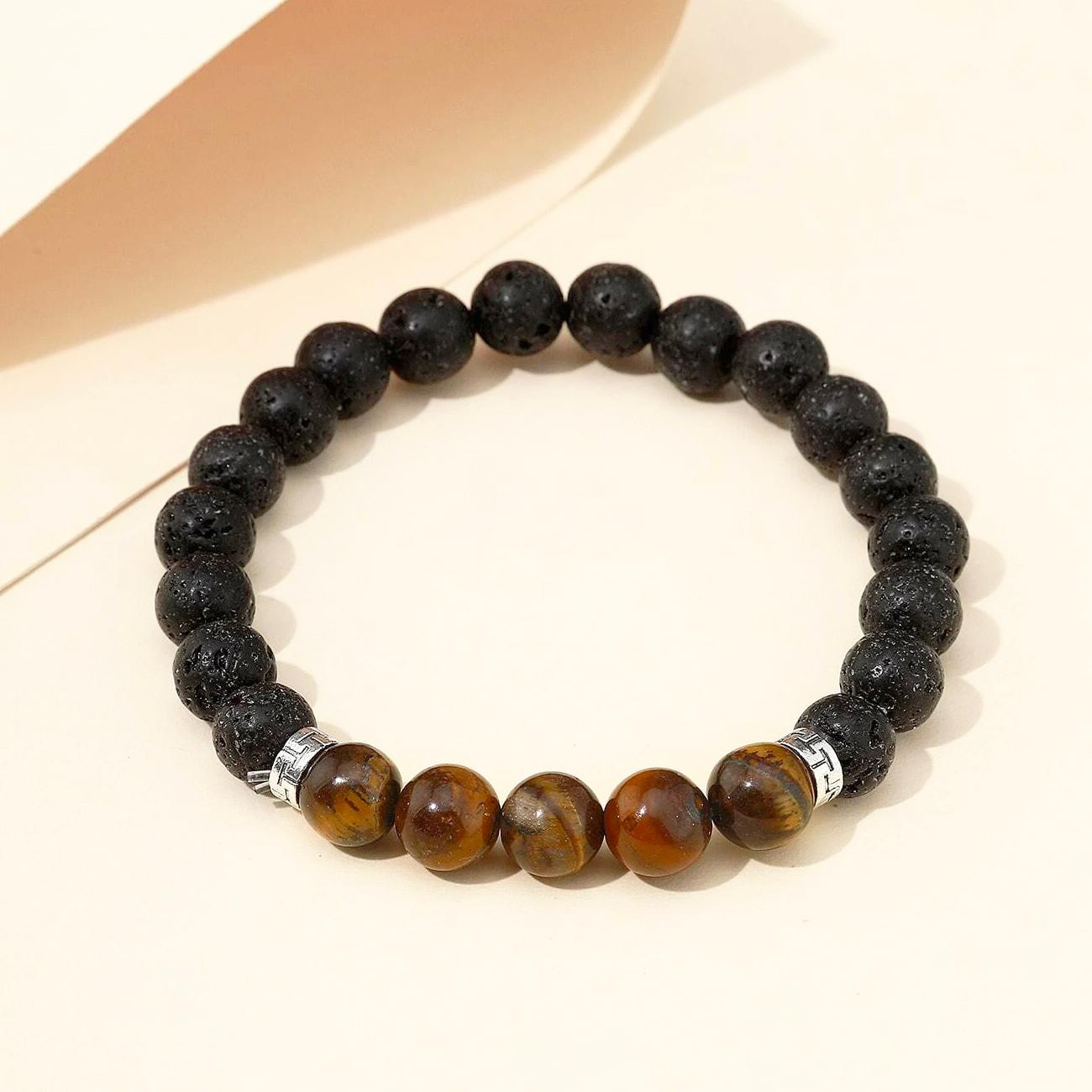 Bracelet with volcanic stone - Brown