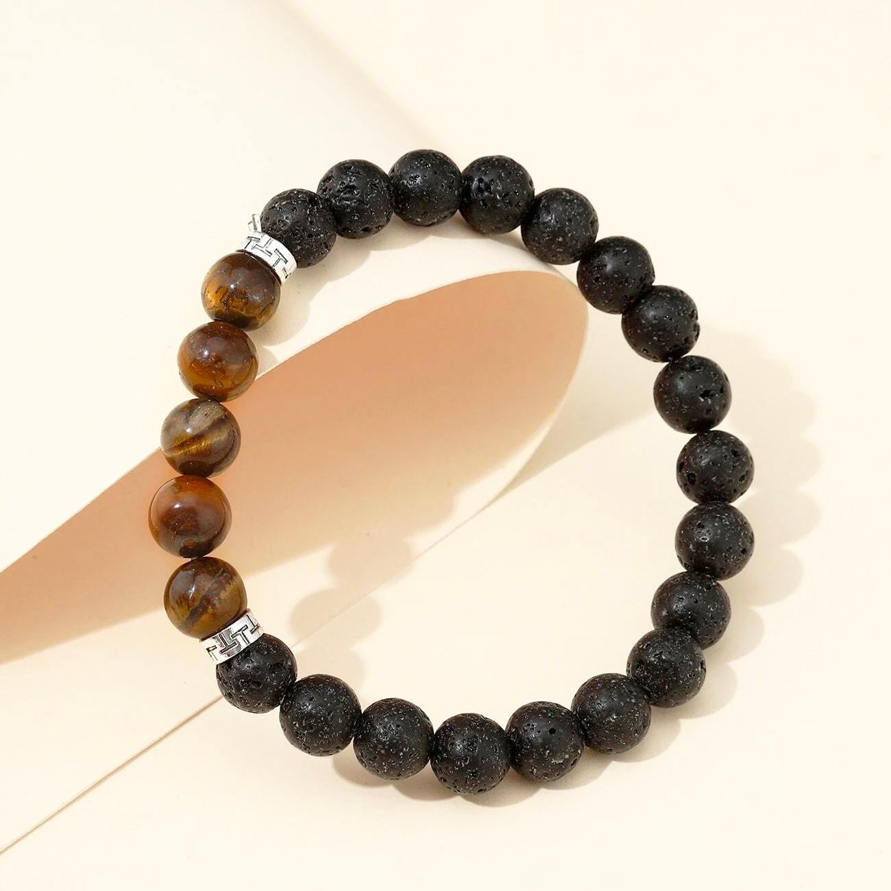 Armband mit vulkanischem Stein - Braun