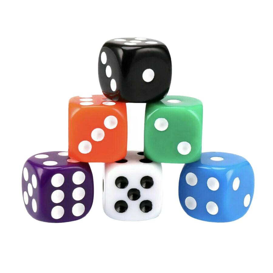 6-sided dice, 100 pcs - Multicolor