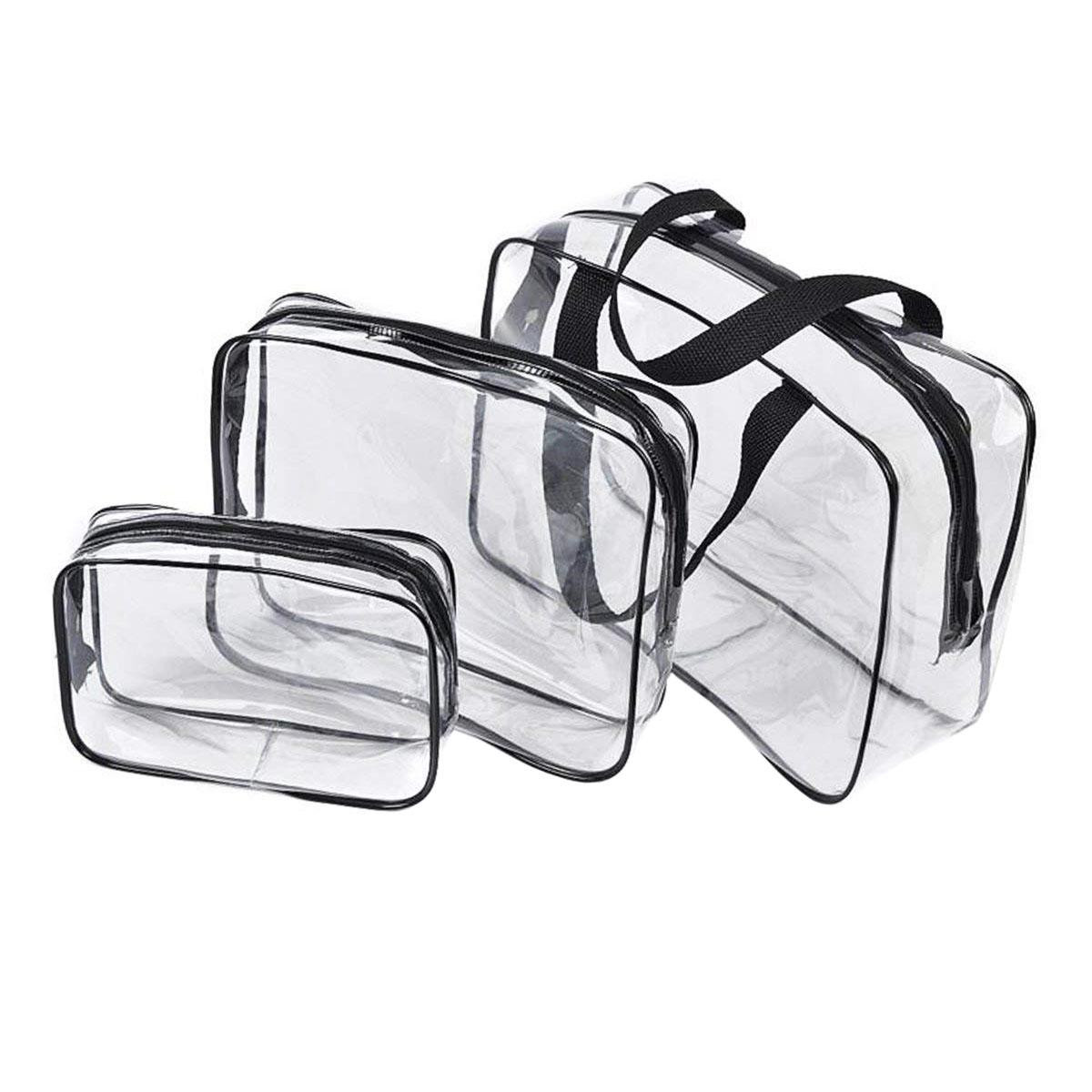 Bolsa de maquiagem transparente, pacote com 3