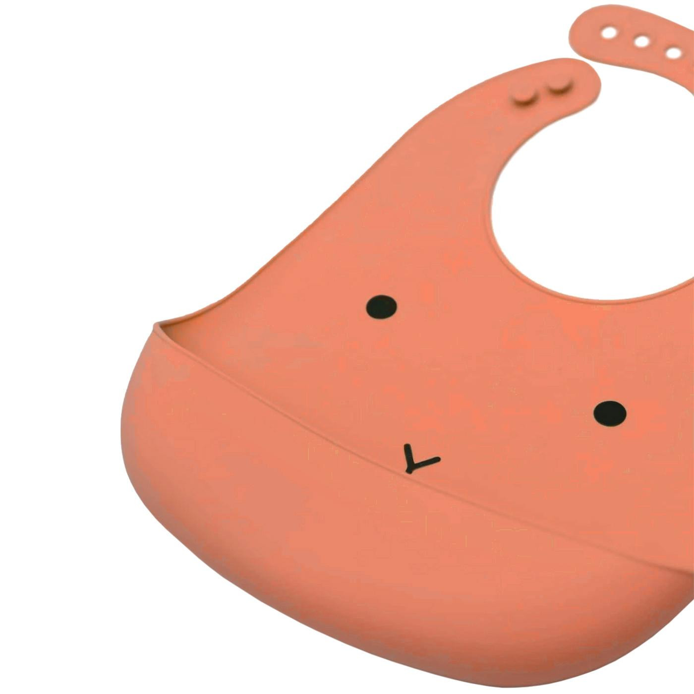 Bib in Silicone, Rabbit - Orange