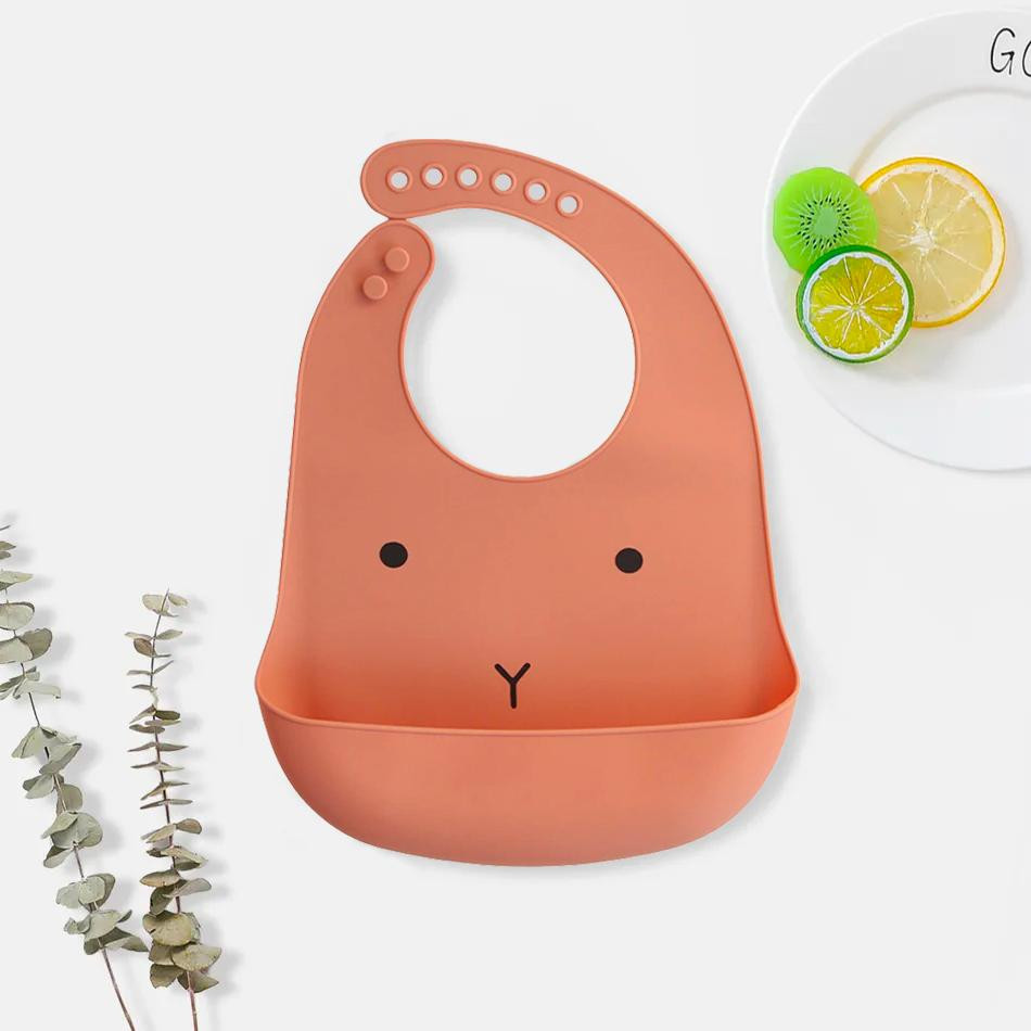 Bib in Silicone, Rabbit - Orange