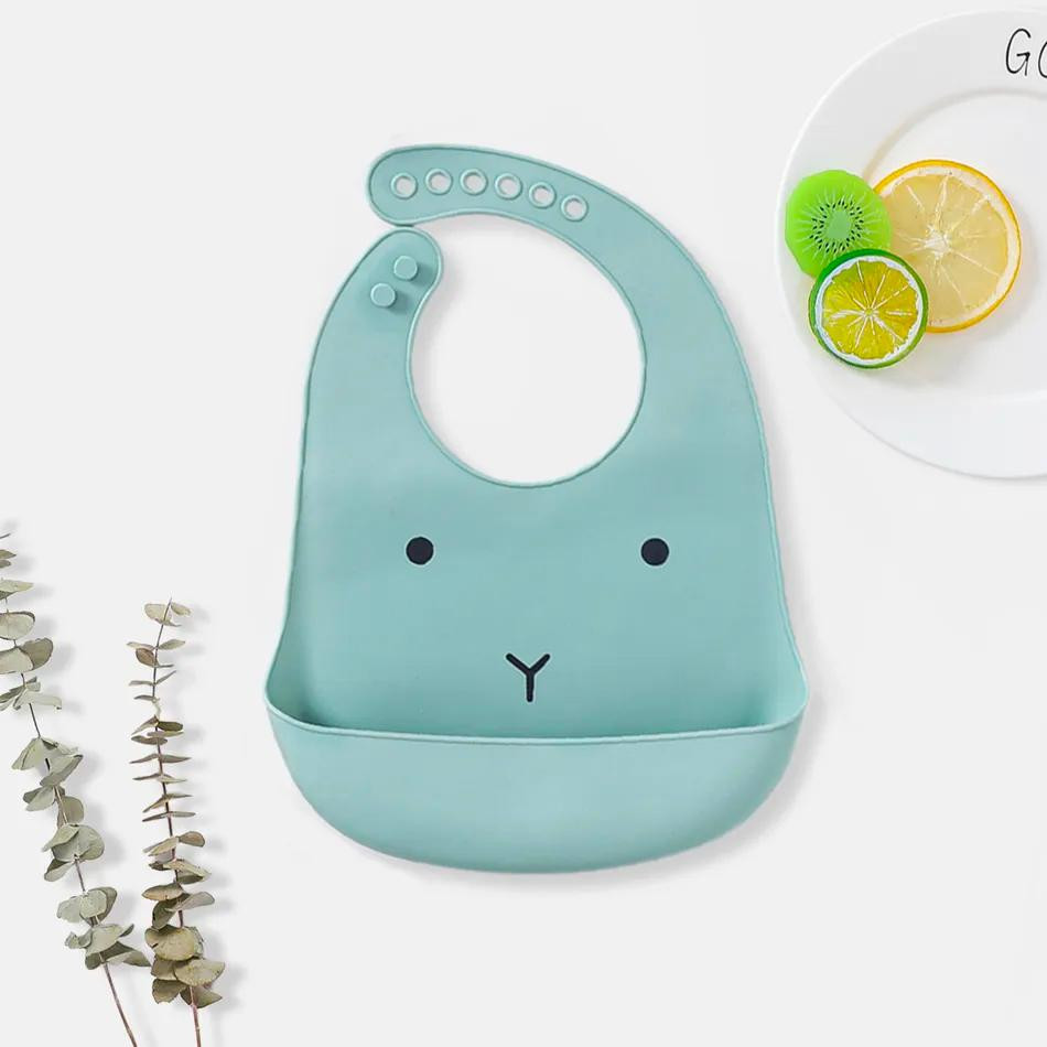 Bib in Silicone, Rabbit - Green