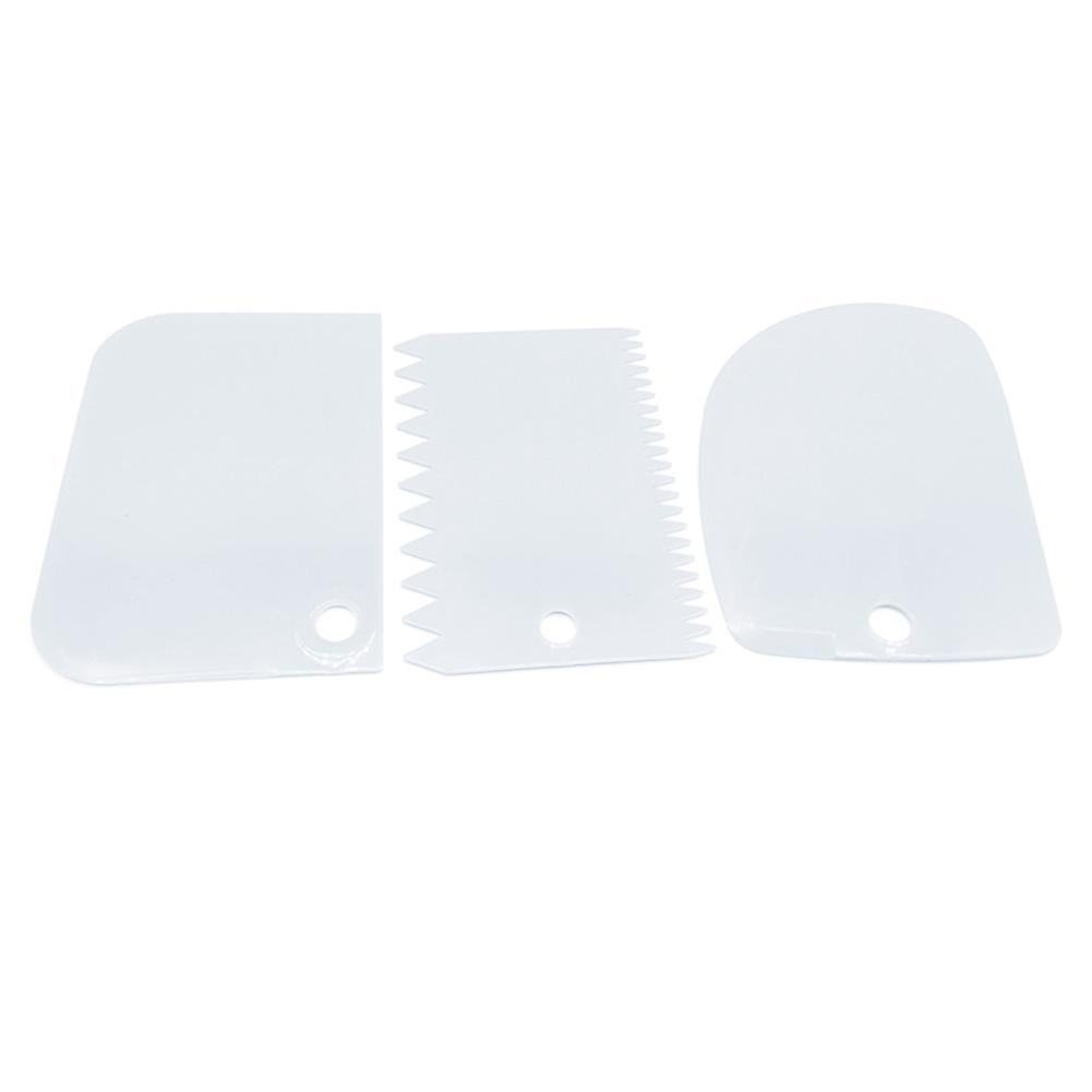 3x Dough Scrapers in Plastic - White