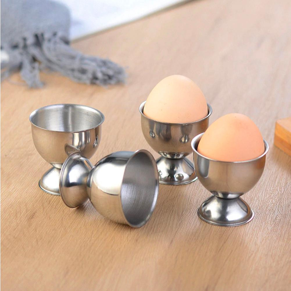 4x Moderne Eierbecher - Edelstahl