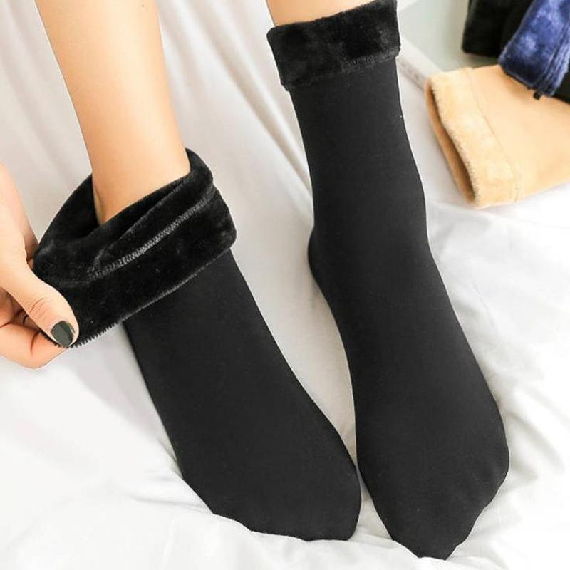 Socken mit Kunstpelzfutter, Schwarz - Größe 36-42