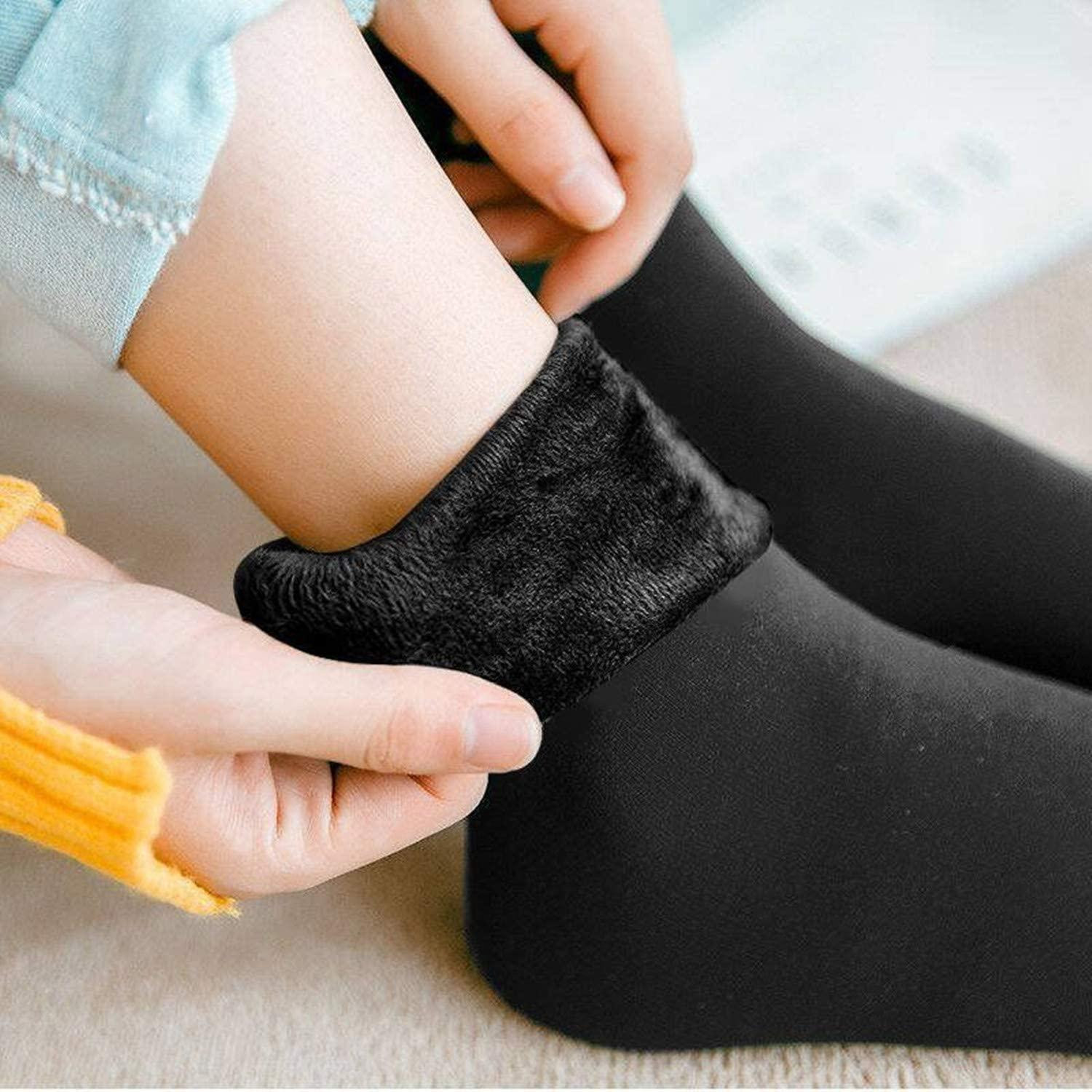 Socken mit Kunstpelzfutter, Schwarz - Größe 36-42