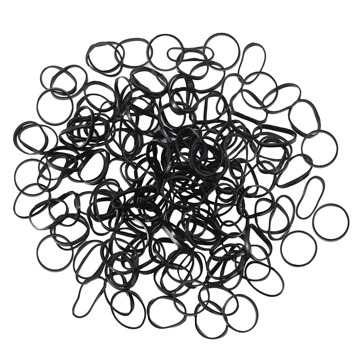 500 elastici per capelli, plastica - neri
