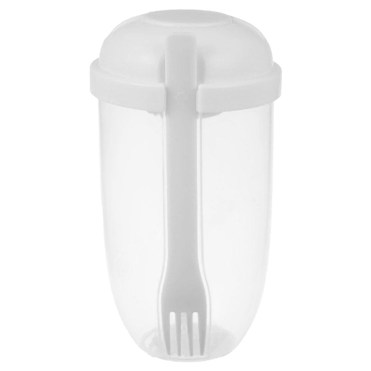 Lunch Box with Sauce Container and Fork - White
