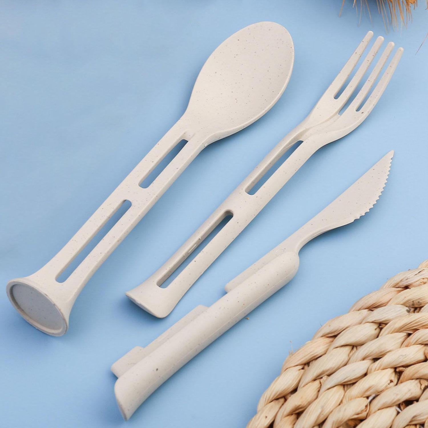 Posate da viaggio, 3 pezzi - Beige