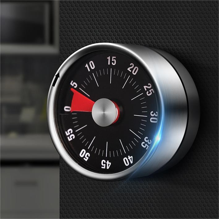 Timer da cucina meccanico con magnete - nero