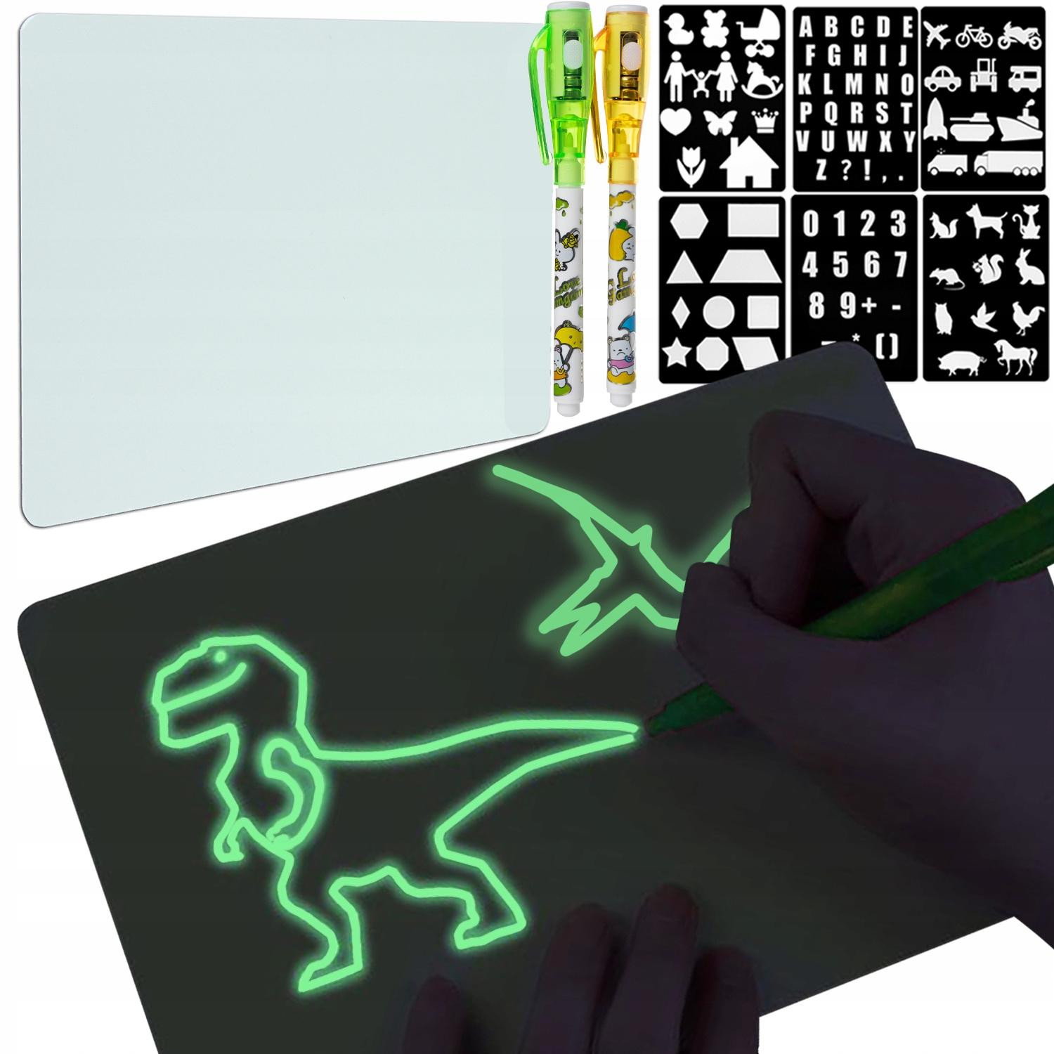 Prancheta de desenho e canetas iluminadas - LED