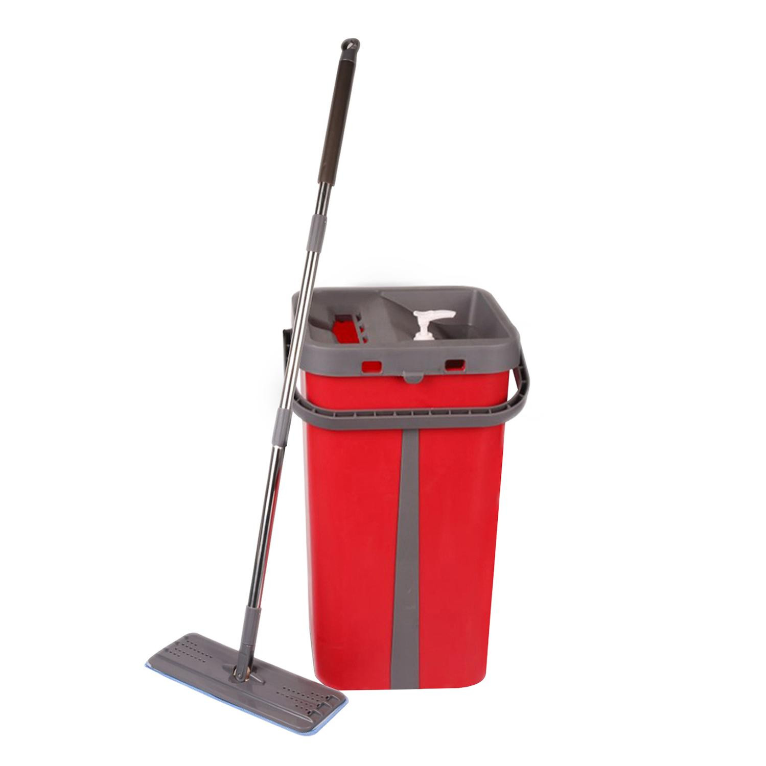 Mocio Piatto con Secchio - Rosso