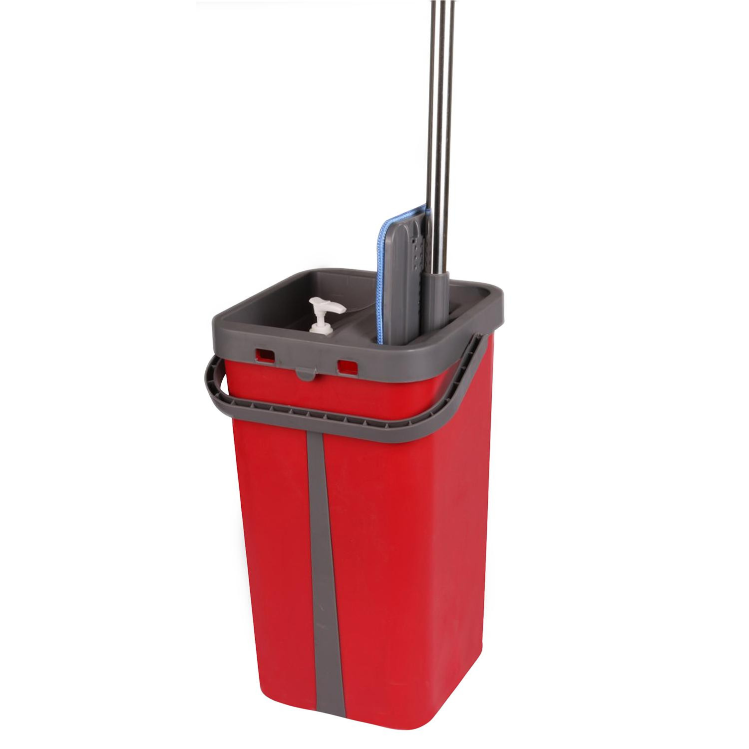 Flat Mop with Bucket - Red