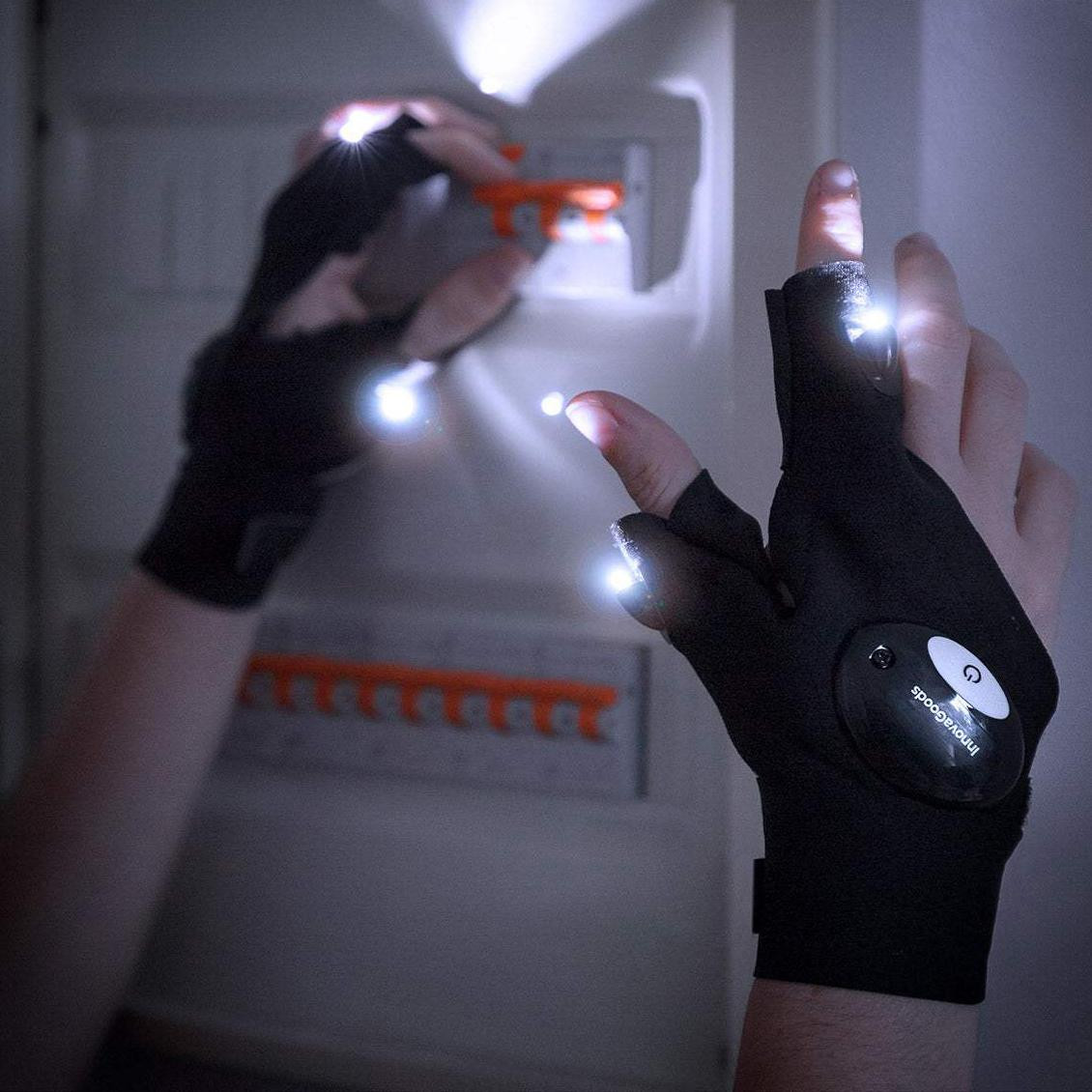 Luvas de LED sem dedos - pretas