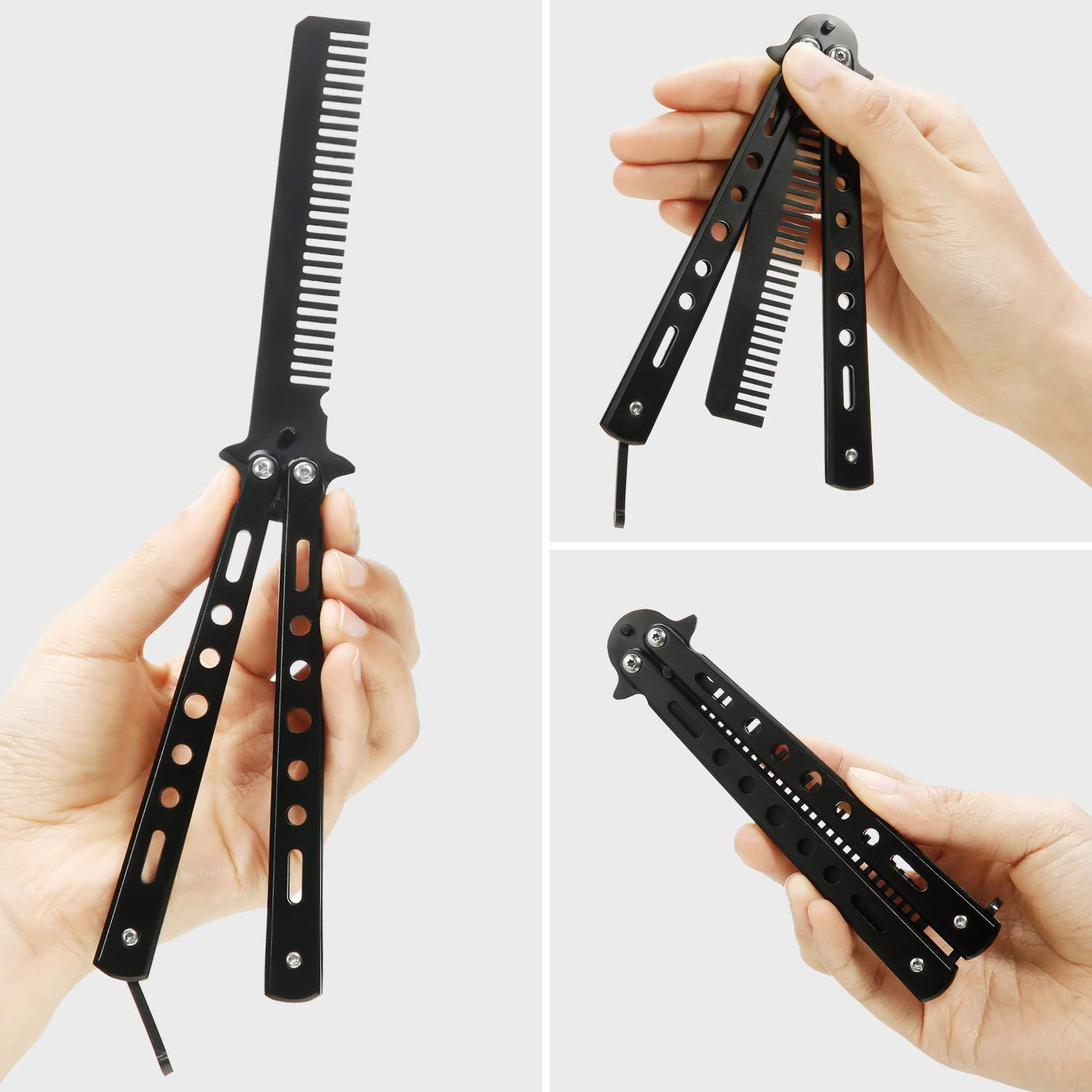 Pettine per capelli, Coltello a farfalla - Nero