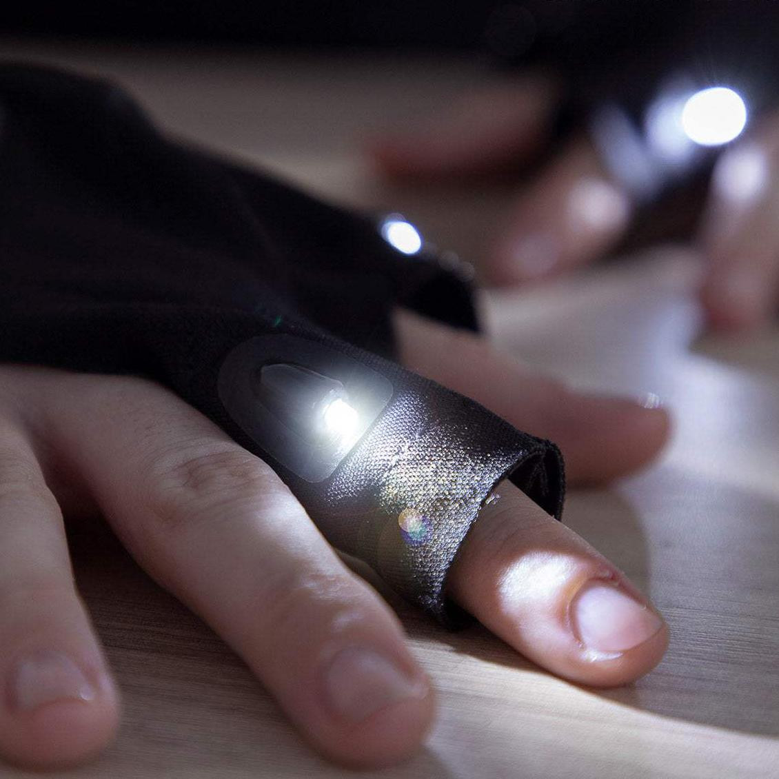 Luvas de LED sem dedos - pretas