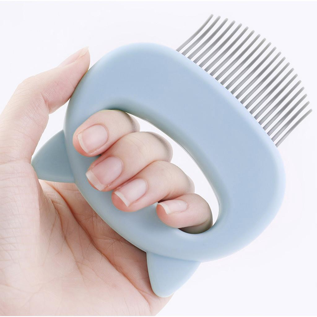 Pet Comb with Cat Design - Blue