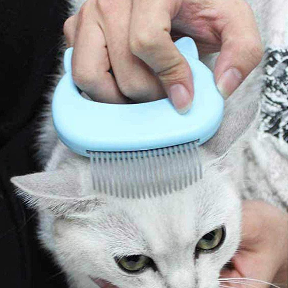 Pet Comb with Cat Design - Blue