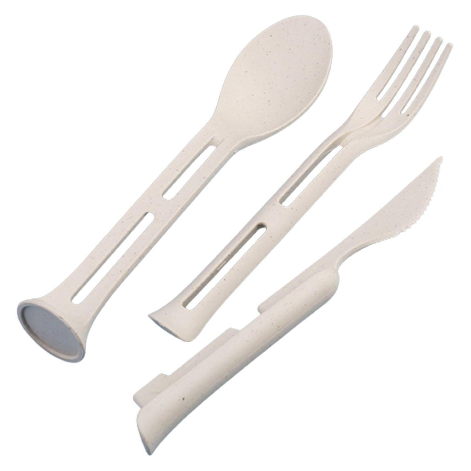 Posate da viaggio, 3 pezzi - Beige
