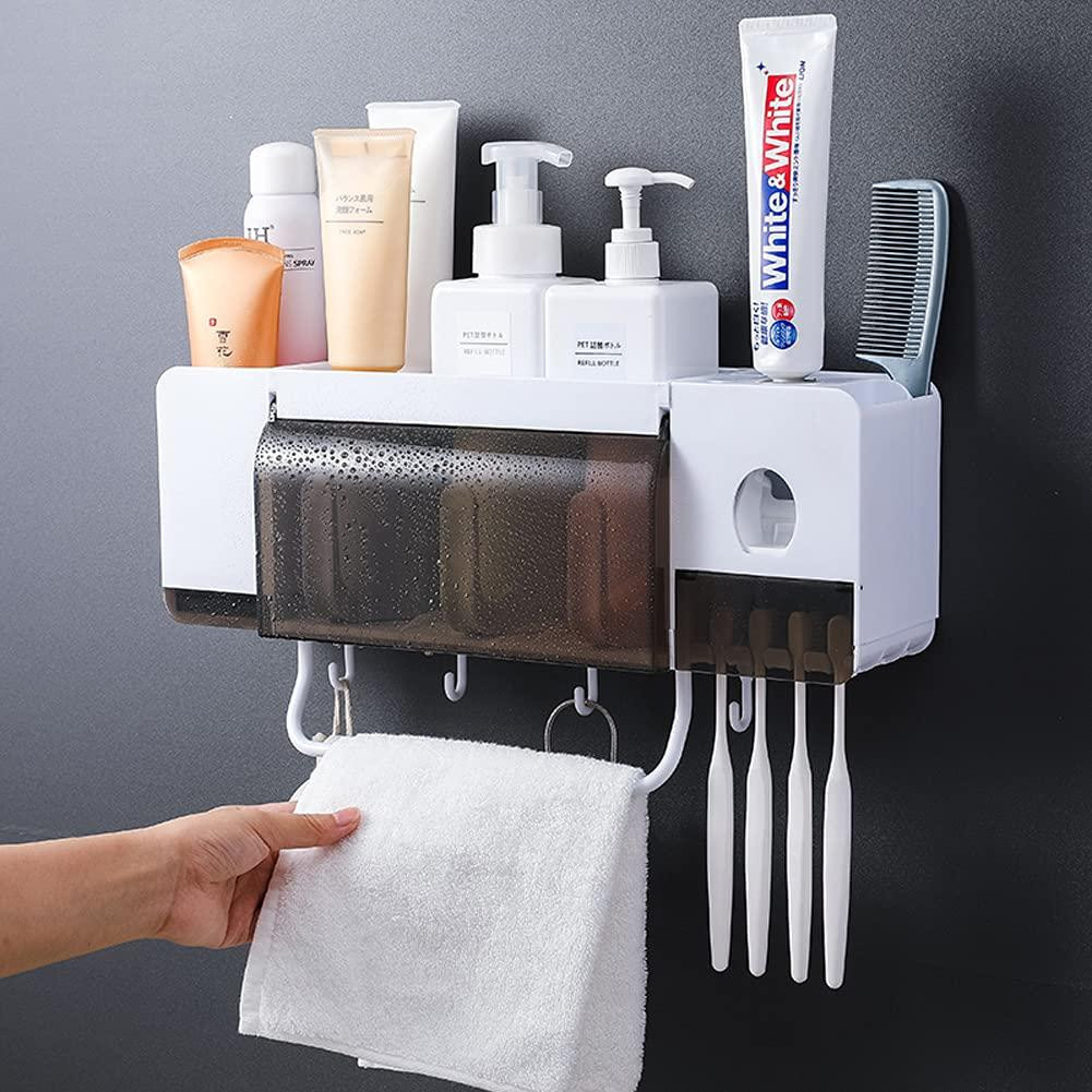 Bathroom storage with three plastic cups