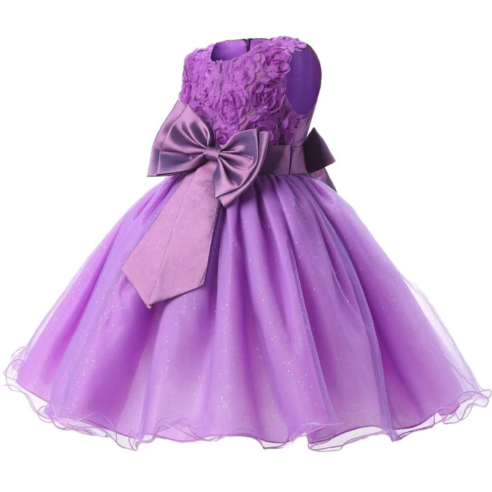 Robe de soirée avec nœud et fleurs - Violet