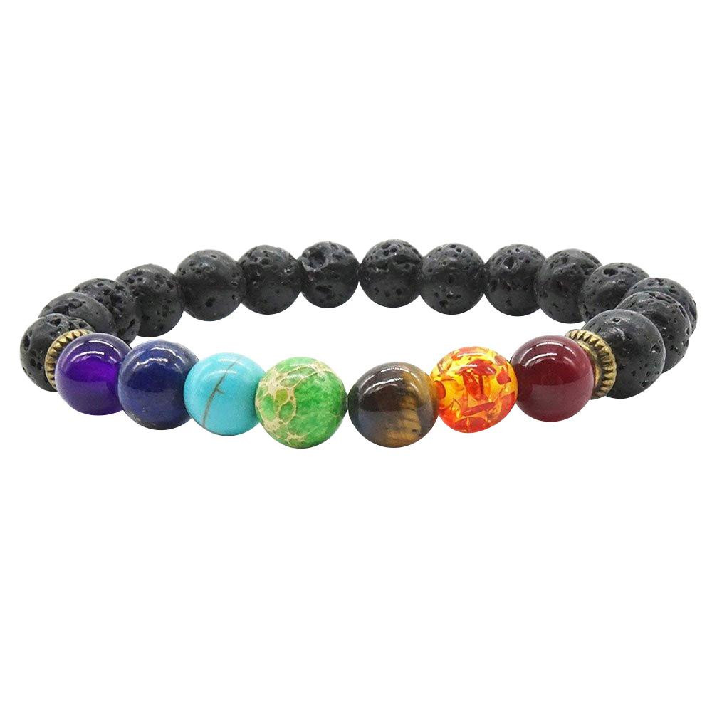 Bracelet Diffuseur Pierre de Lave 7 Chakra