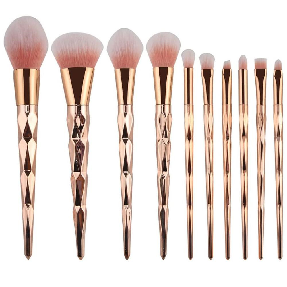 Makeup brush set, 10 brushes - Rosé gold
