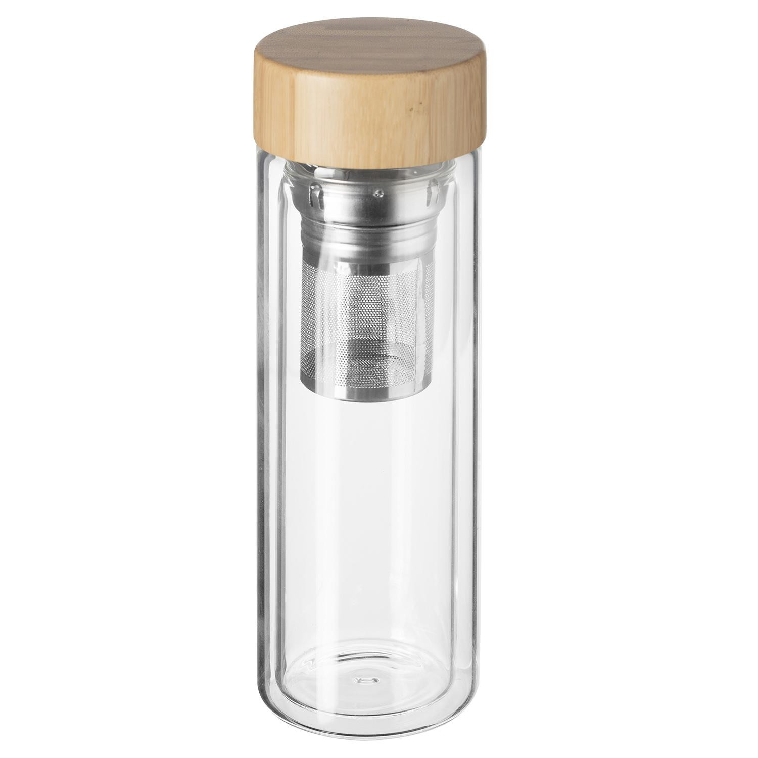 Bule de parede dupla em vidro e bambu - 40 cl