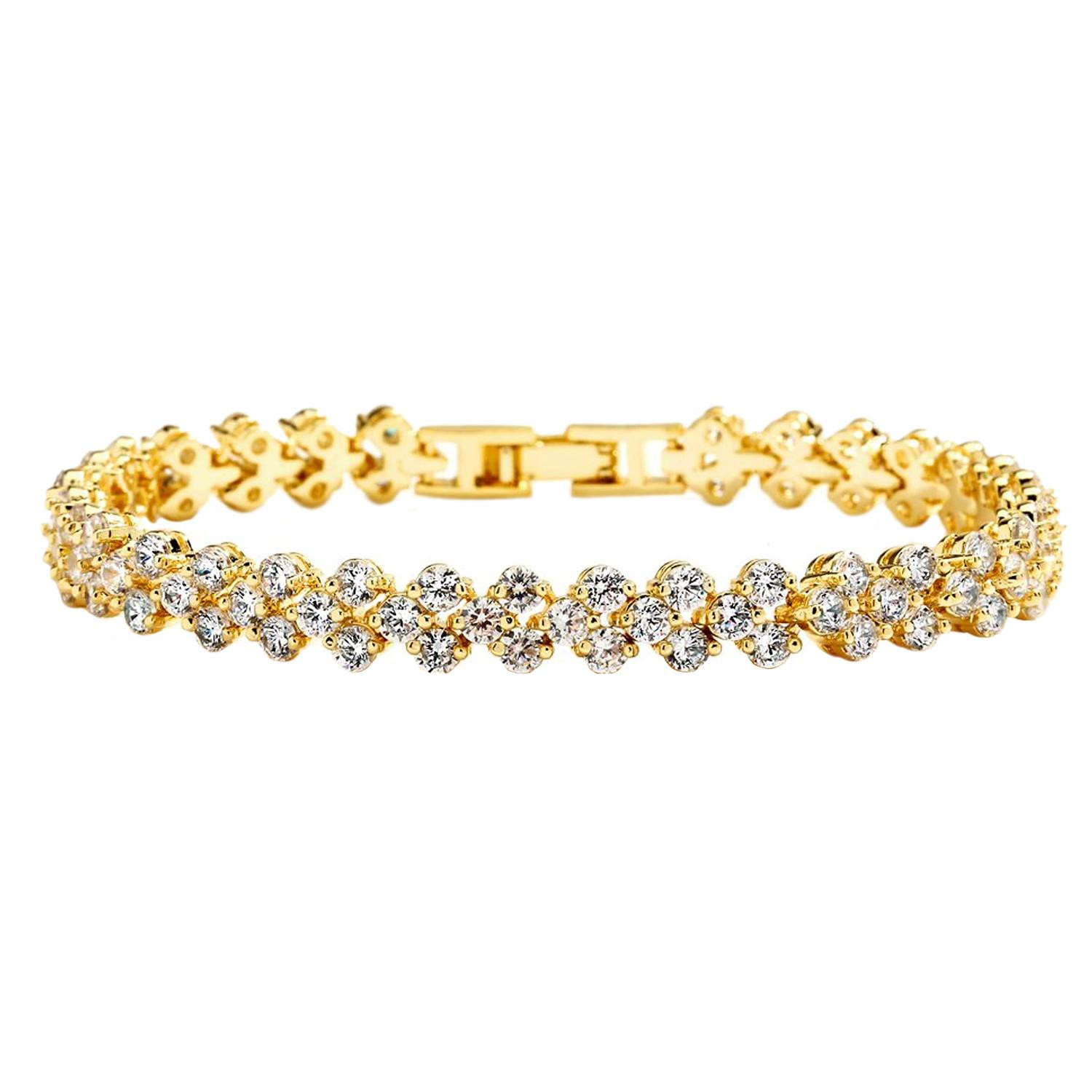 Pulseira Clássica com Strass - Ouro