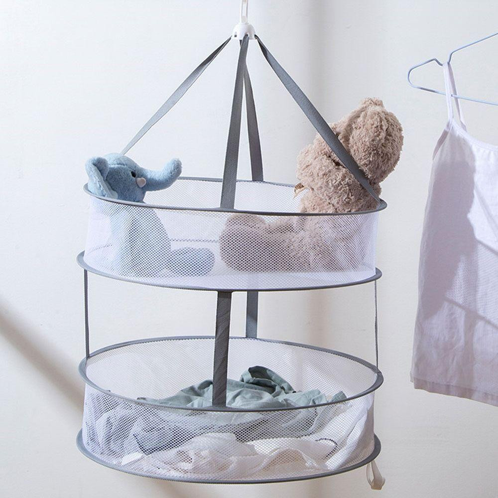 Hanging clothes storage / drying rack - 2 baskets