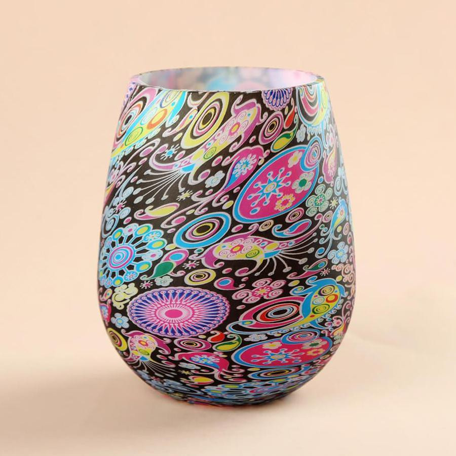 Silicone Drinking Glass with Pattern - Floral