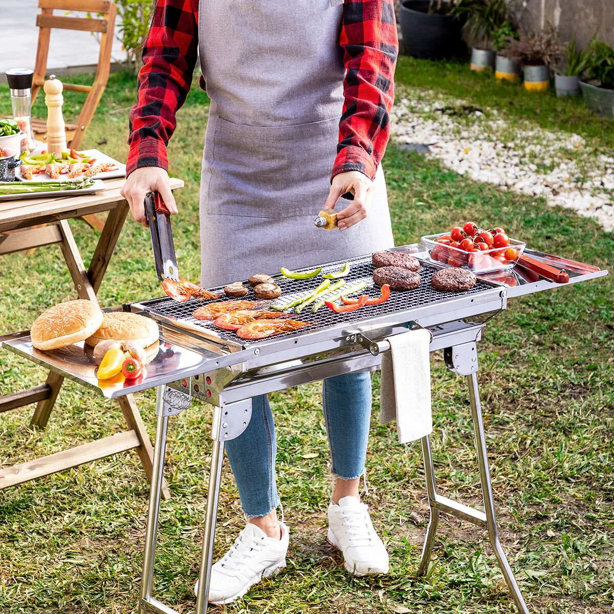 Draagbare Houtskoolgrill - Inklapbaar - RVS