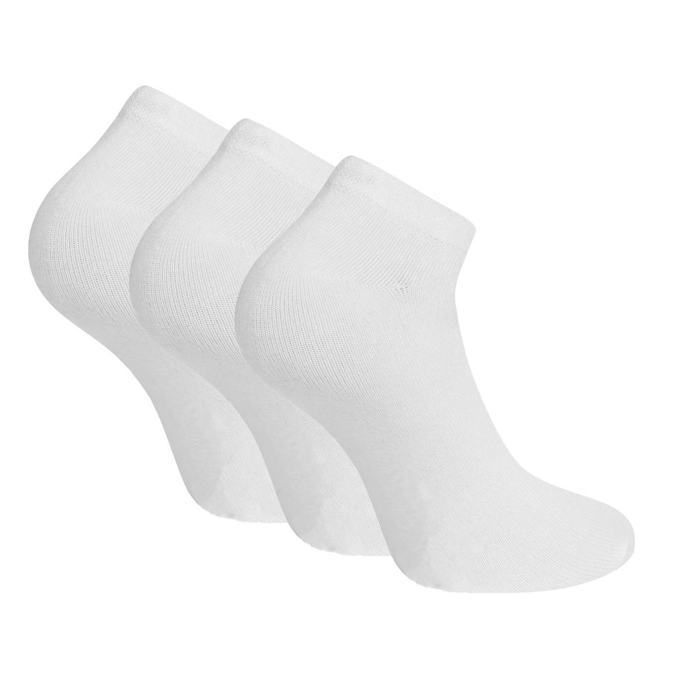 Meias de tornozelo em bambu, branco - pacote com 3