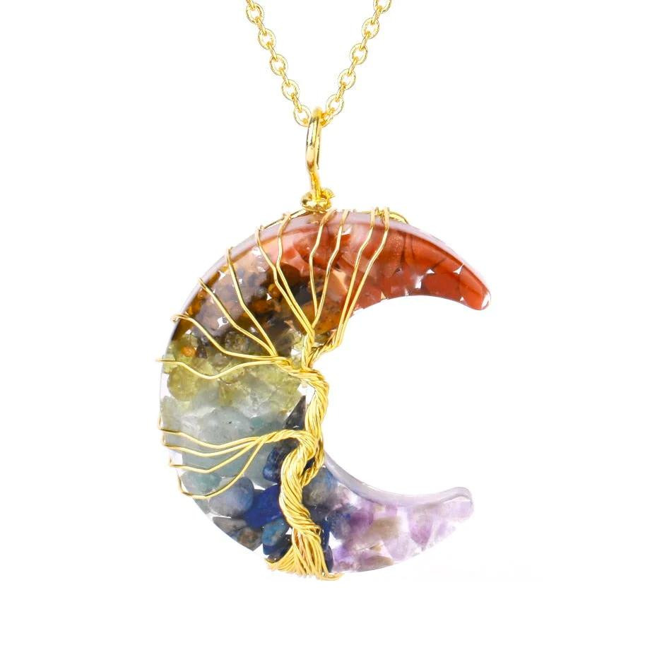 Colar da Lua com Cristais de Chakra
