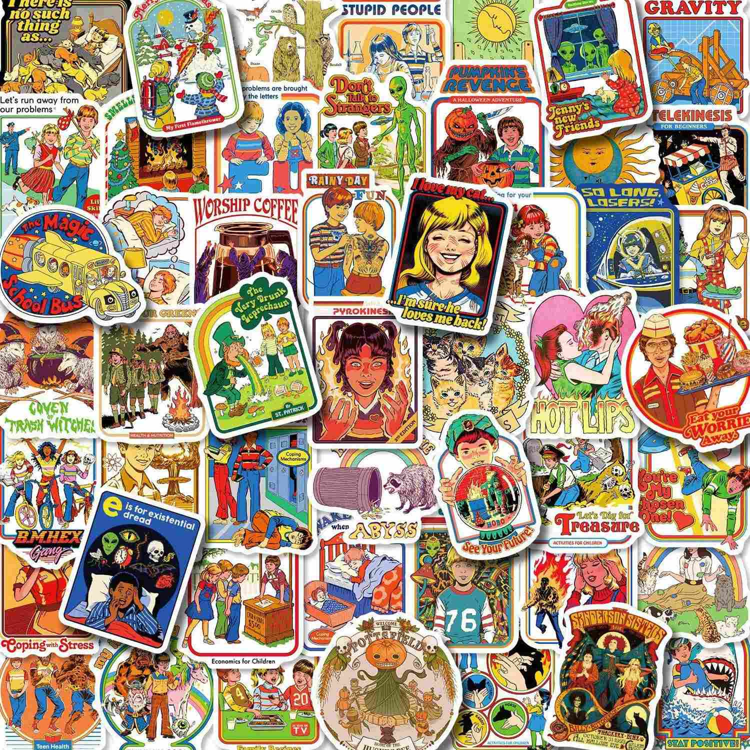 Stickers retro - 50 pcs