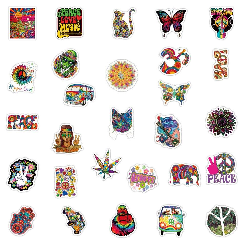 Pegatinas - hippie - 50 piezas