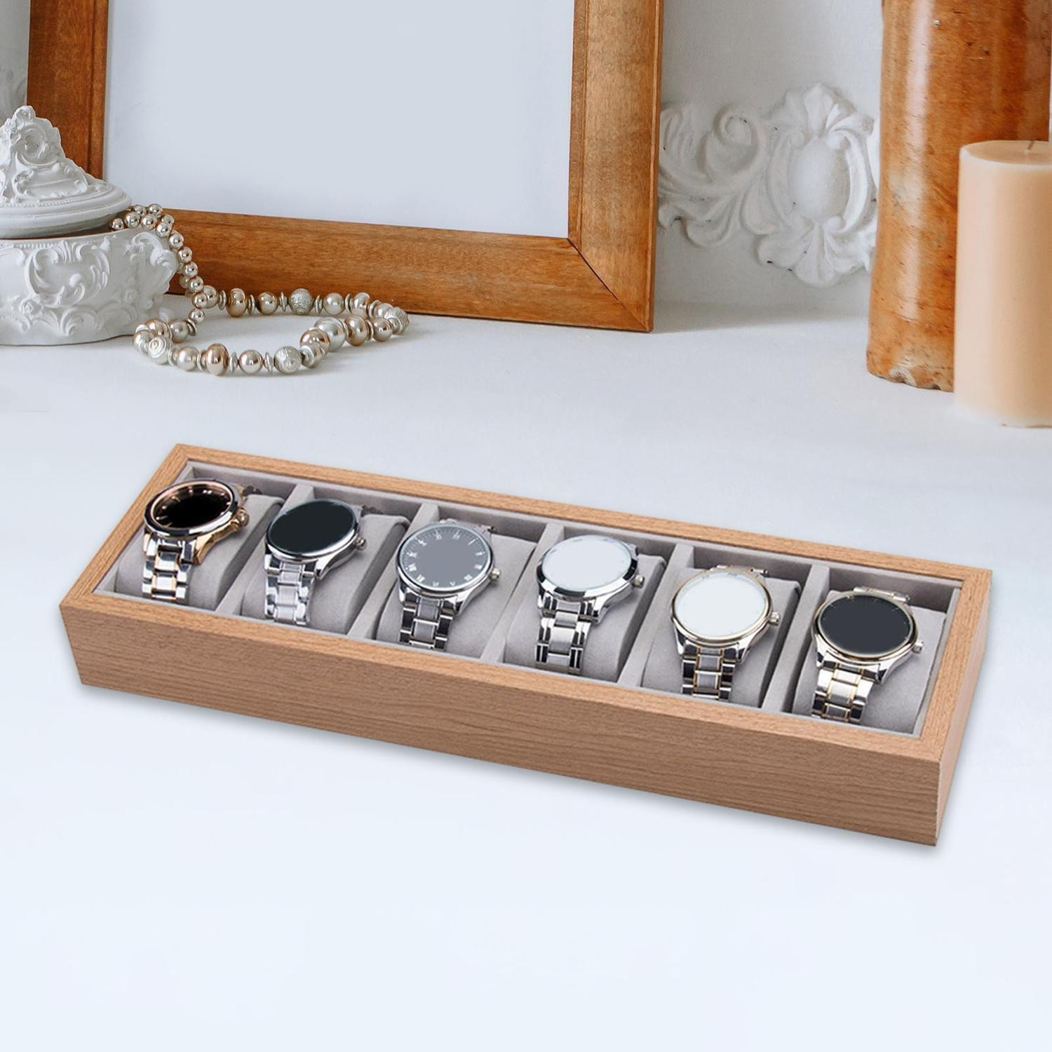 Clockbox hout - 6 vakken