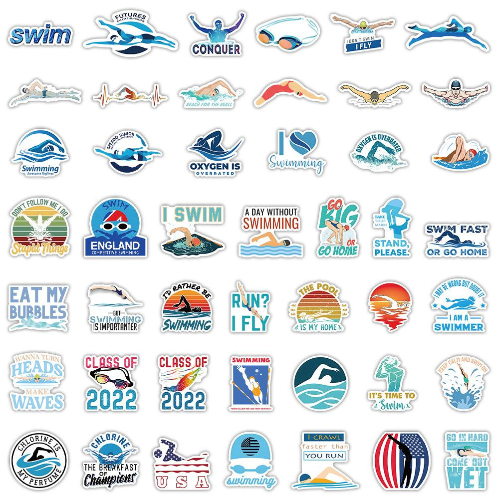 Stickers - swimming - 50 pcs