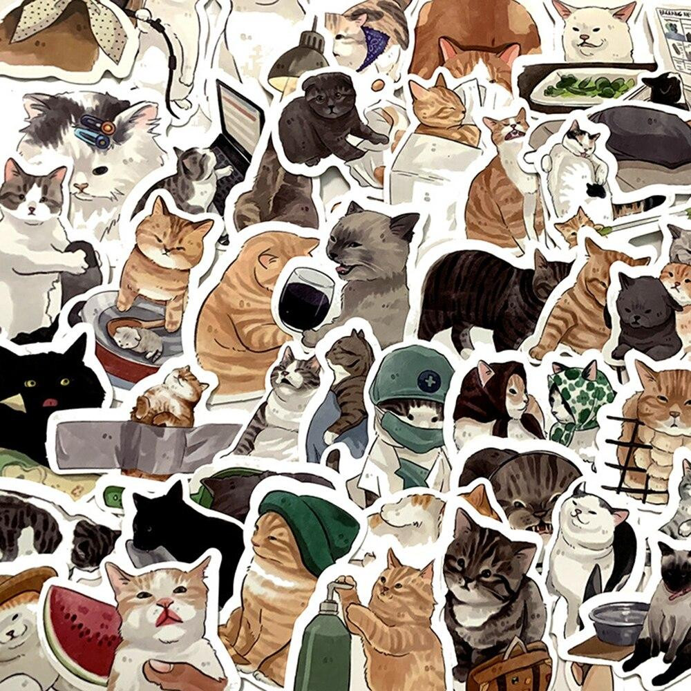 Aufkleber - Cartoon-Katzen - 54 Stk