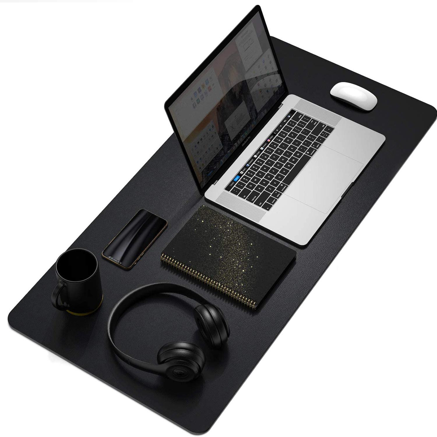 Large Desk Pad - Black - artificial leather