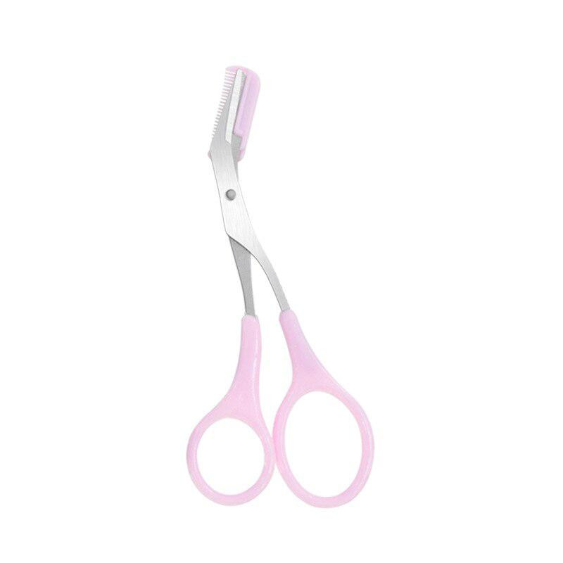 Tesoura de sobrancelha com pente - rosa