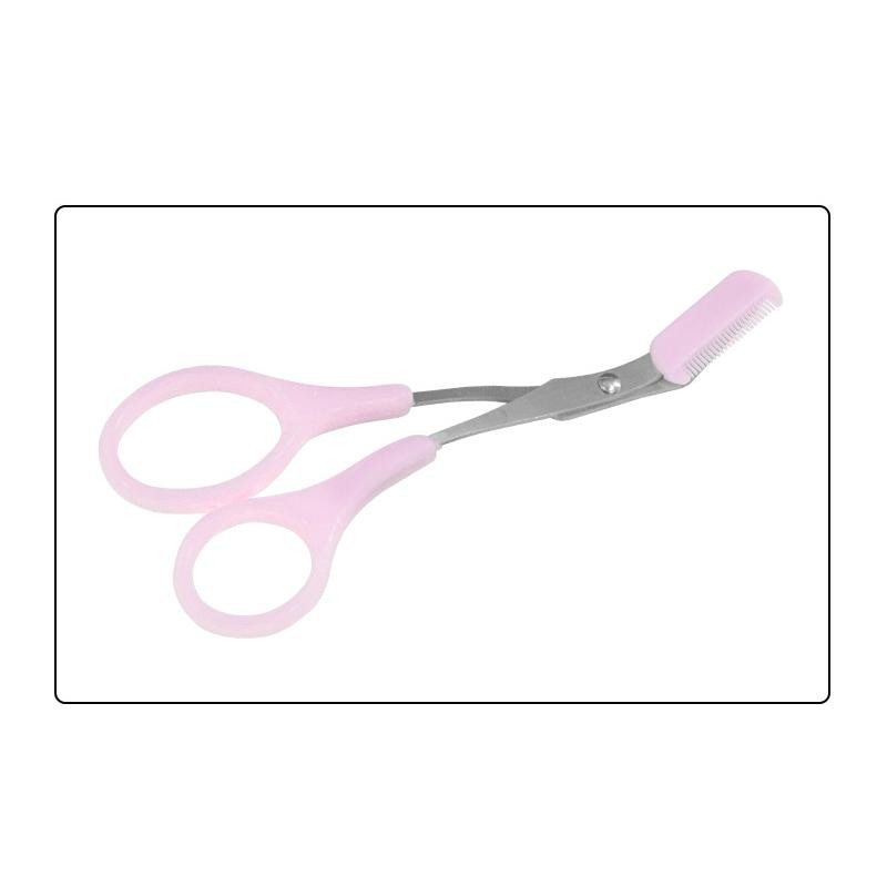 Eyebrow scissors with comb - pink