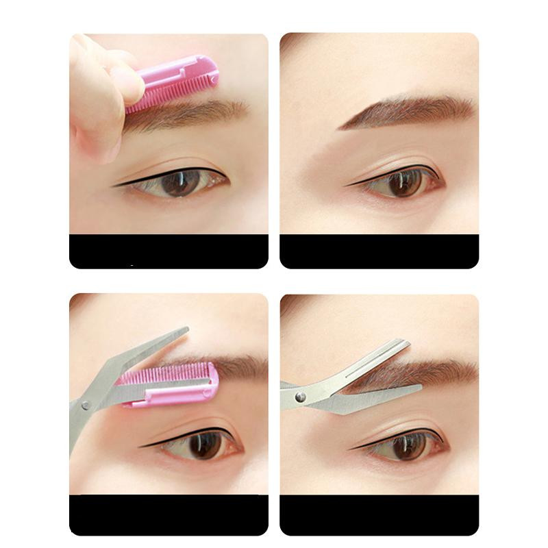 Eyebrow scissors with comb - pink