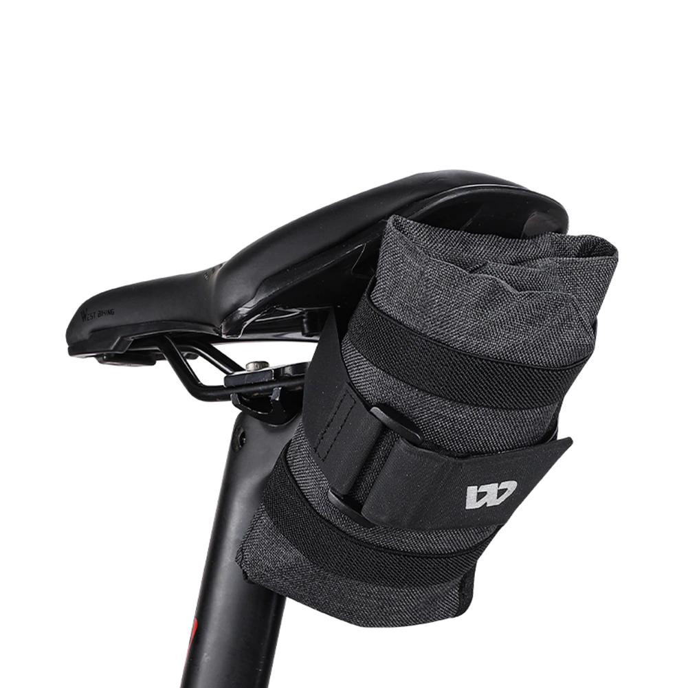 Foldable storage bag for bicycle saddle - gray