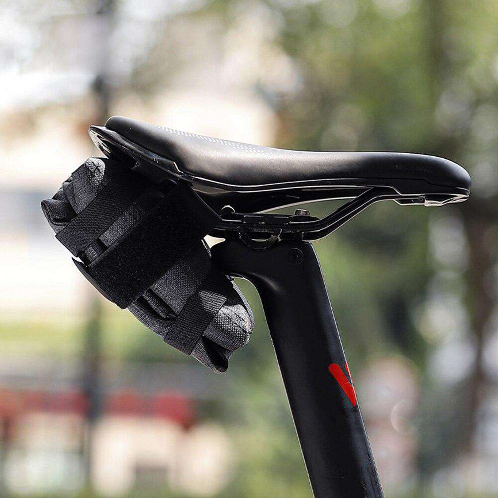 Foldable storage bag for bicycle saddle - gray