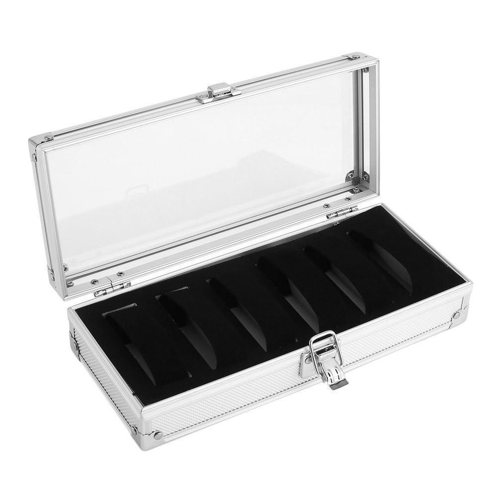 Clock box - 6 compartments - silver